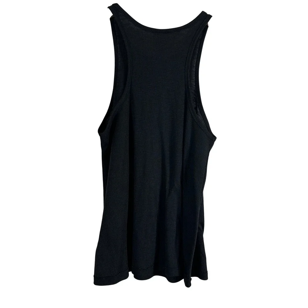 Free People Black Ribbed Racerback Tank Top Scoop Neck Sleeveless Small S.P USA